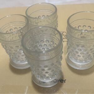 - Set of 4 21/4 tall hobnail vintage Anchor Hocking Clear Hobnail glass pieces.